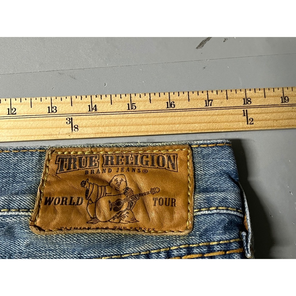 True Religion Billy Super T Mens Blue Straight Leg Jeans Size 32 Thick Stitch - Picture 12 of 15